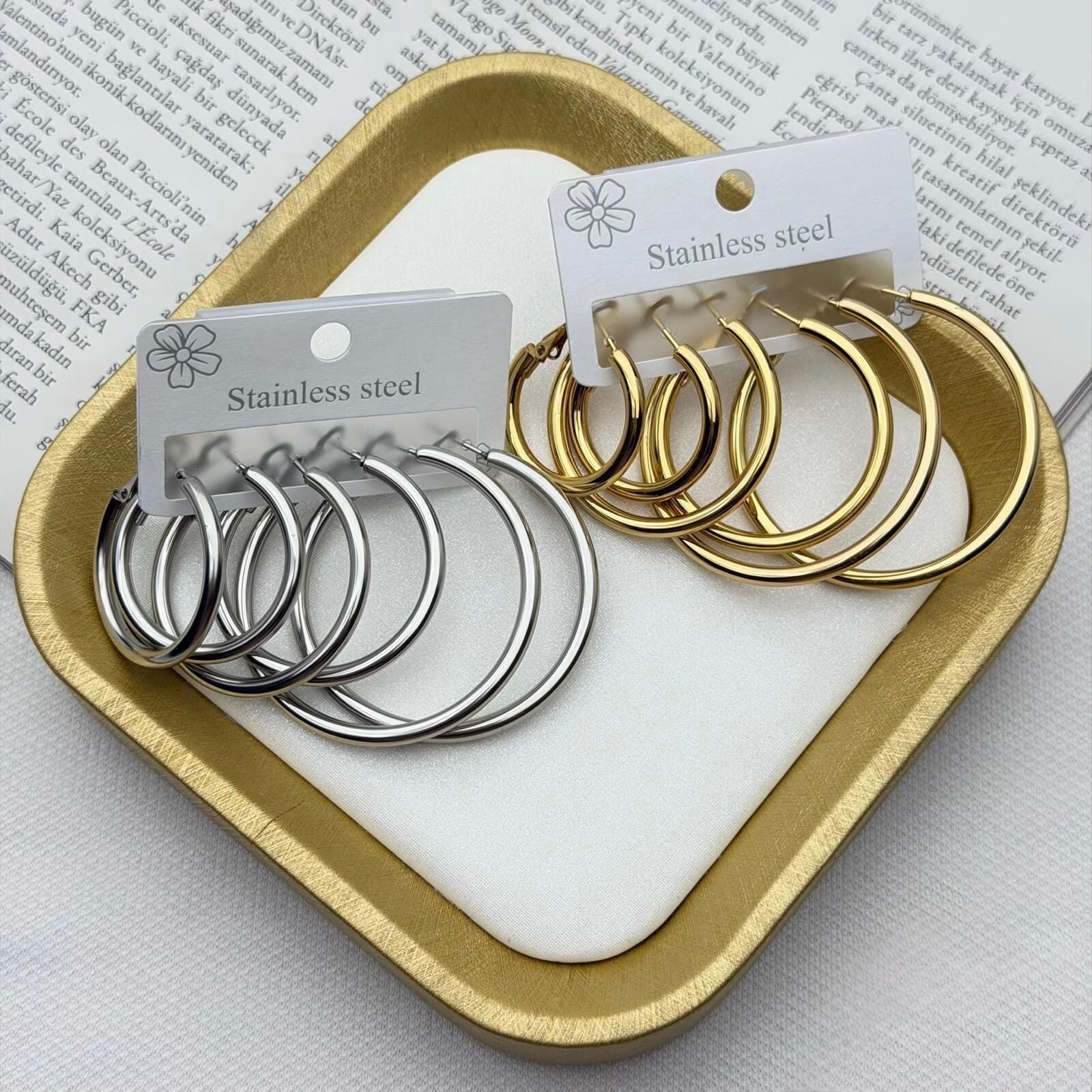 6' lı Gümüş-Gold Küpe