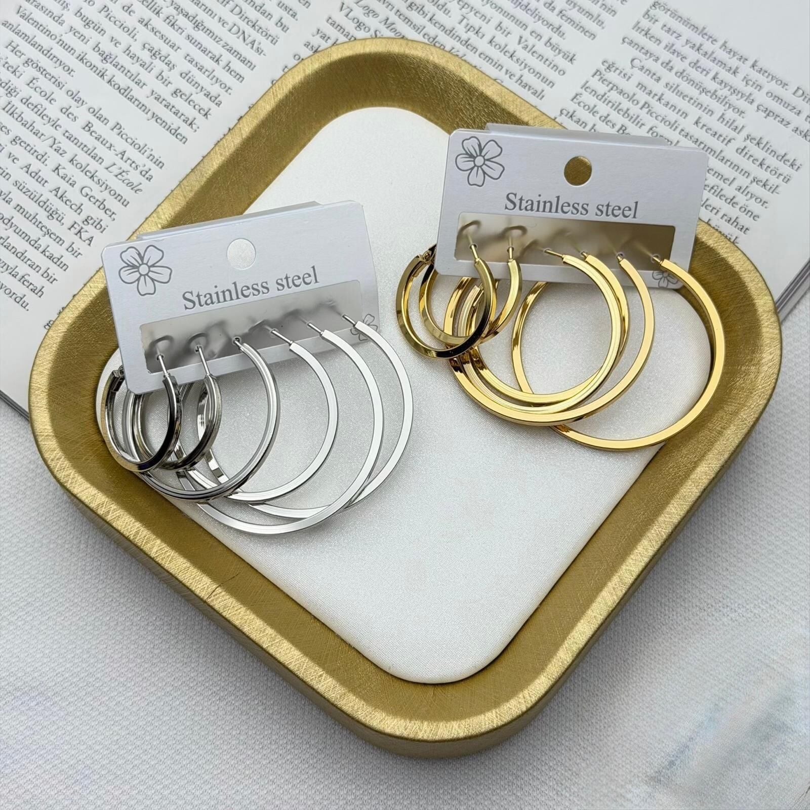 6' lı Gümüş-Gold Küpe