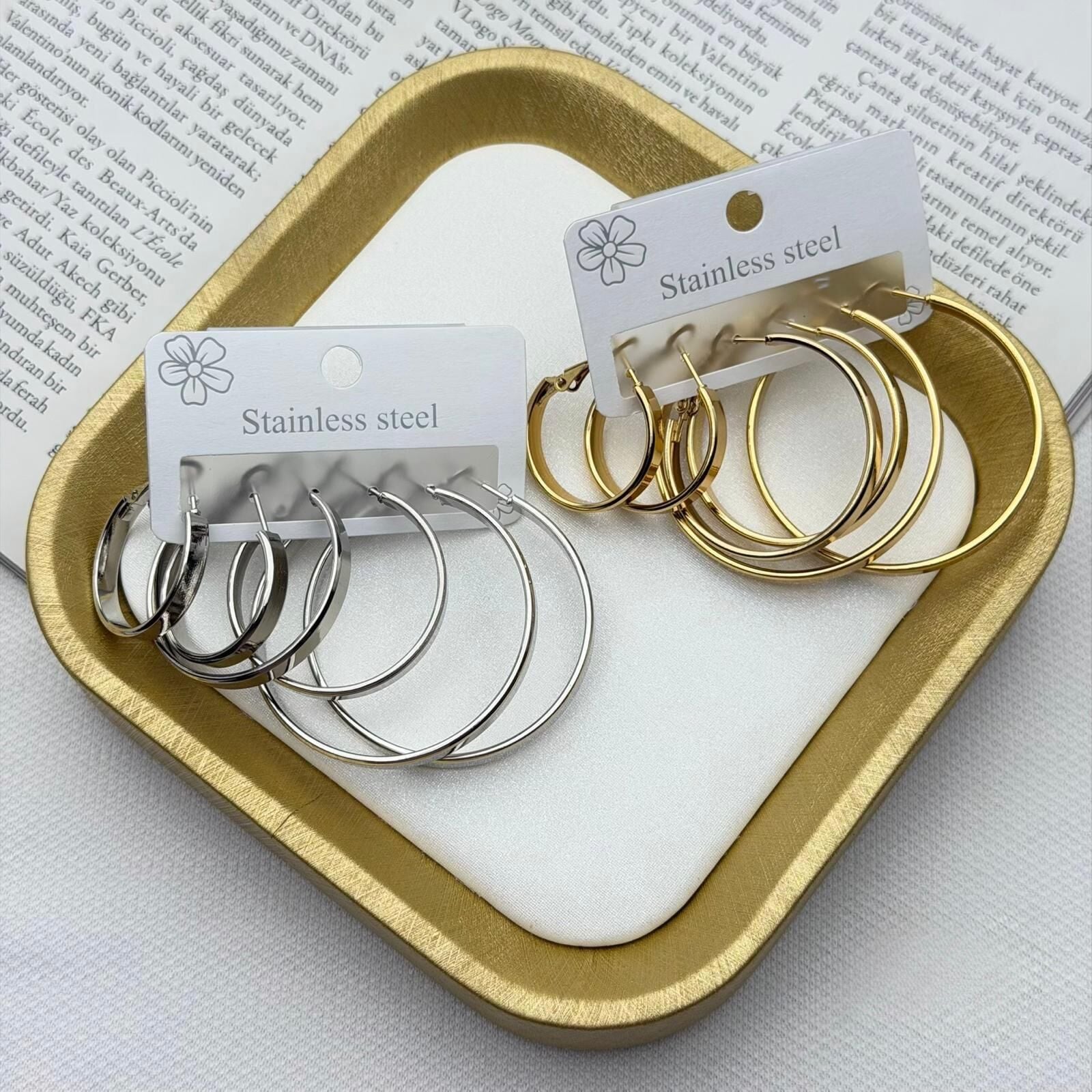 6' lı Gümüş-Gold Küpe