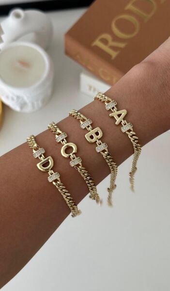 Gold-Gümüş Harfli Bileklik